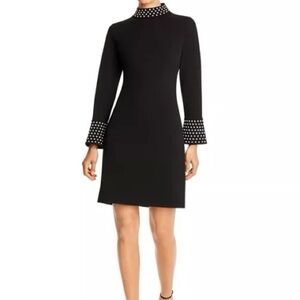 Karl Lagerfeld Paris Black Studded Mock Neck Bell Sleeve Dress NWT size 2